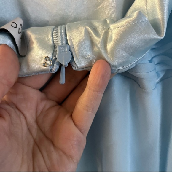 Mac Duggal High Neck Tiered Chiffon Halter Gown Sky Blue 12 NWT 67816 - Picture 8 of 9